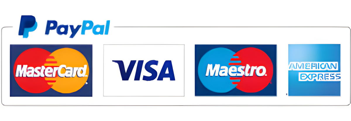 Payment options for PayPal: Mastercard, Visa, Maestro, and American Express